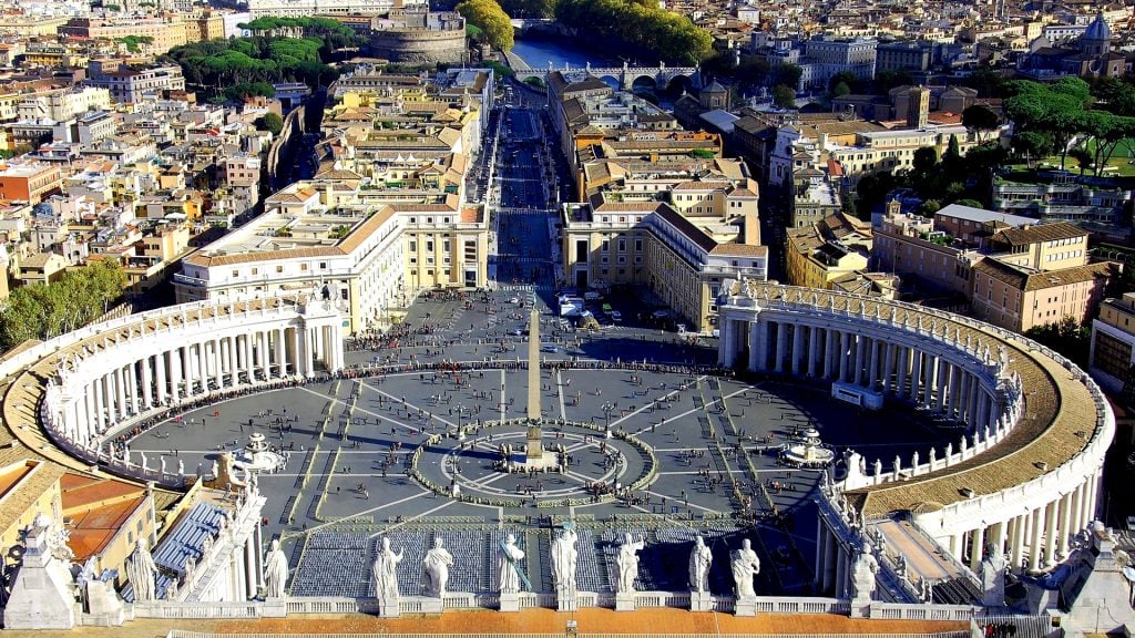 View of St Peter's Square from the dome of St Peter's Basilica | Rome Vacation Tips